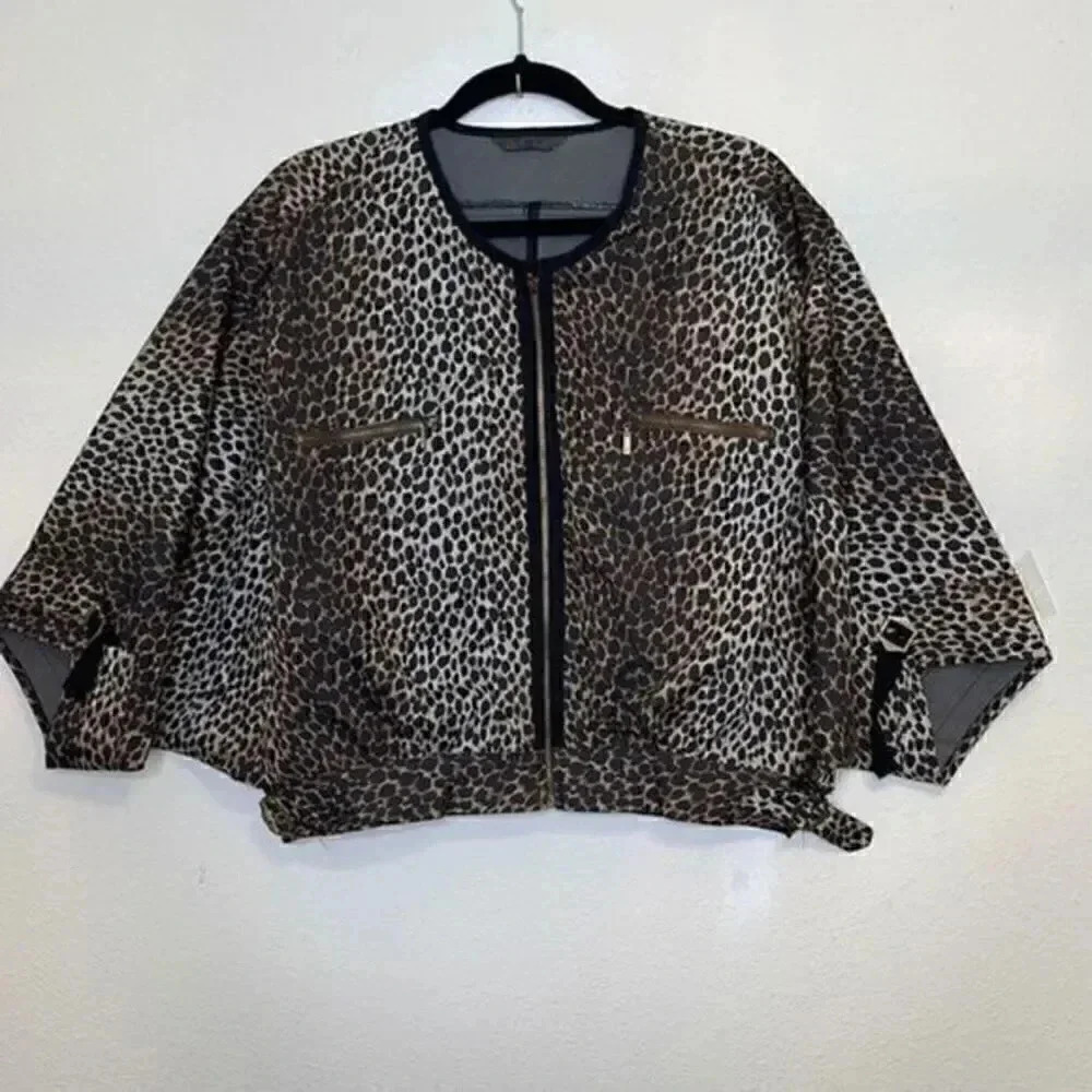 TOV Holy animal print short zipper jacket size  med/large 42 with zipper